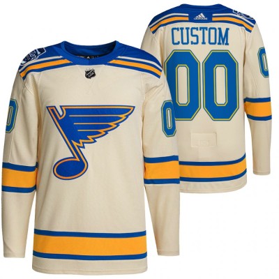St. Louis Blues Custom Men's Adidas 2022 Winter Classic NHL Authentic Jersey Cream